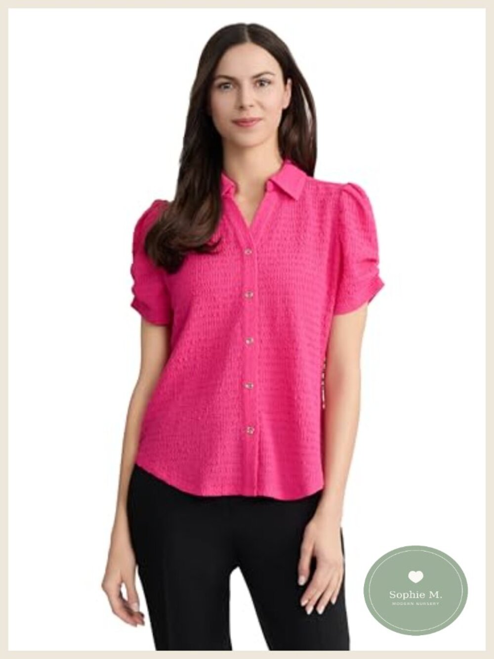 Short Sleeve Ribbed Knit Button Down Shirt